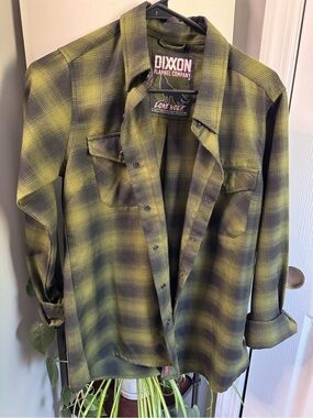 DIXXON Olive and Black Plaid Button-Down Shirt